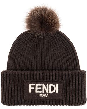 Fendi Hat With A Fur Pompom - Black