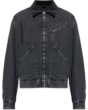Maison Margiela Denim Jacket With Corduroy Collar - Black