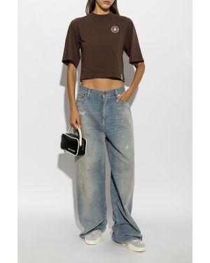 Palm Angels Oversized Cotton T-Shirt - Brown