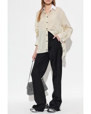 Bottega Veneta Wool Pants With Side Slits - Black