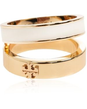 Tory Burch Ring With Logo - Metallic