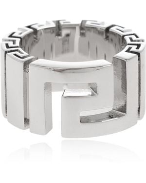Versace Ring With Greek Pattern - Metallic