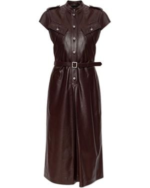 McQueen Leather Dress With Belt - Brown