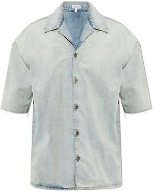 Loewe Denim Shirt With Short Sleeves - Blue