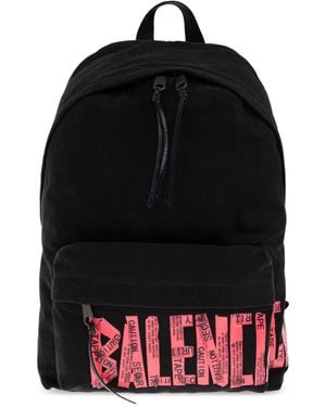 Balenciaga Backpack With Printed Logo - Black