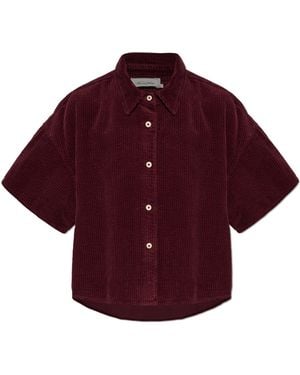 American Vintage Corduroy Shirt With Short Sleeves - Red