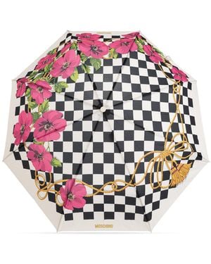 Moschino Folding Umbrella With Floral Motif - Pink