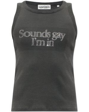 Carne Bollente Ribbed Top With Shimmering Sequins - Black