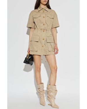 Balmain Short Dress With Pockets - Natural