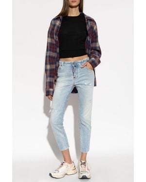 DSquared² Wool Top With Embroidered Logo - Blue