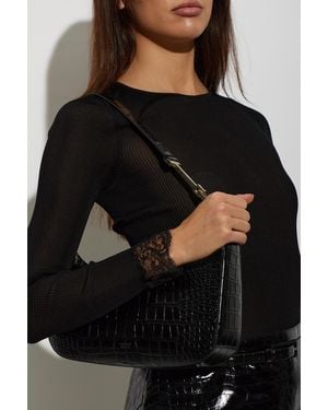 Tom Ford Leather Shoulder Bag With Logo - Black