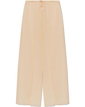 Balmain Silk Beach Trousers With Monogram - Natural