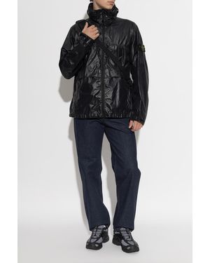 Stone Island Jacket With A Concealed Hood - Black