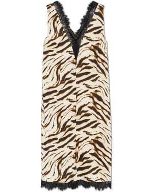 Ganni Animal Print Dress - White