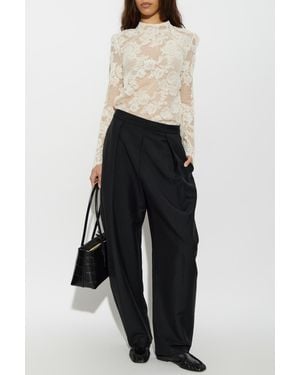 Self-Portrait Lace Top With Shimmering Sequins - White