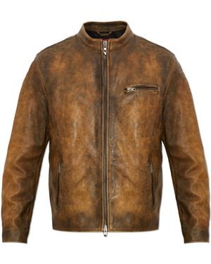 DIESEL Leather Jacket 'L-Zad-Kncz' - Brown