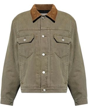 FRAME Jacket With Suede Collar - Green