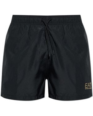 EA7 Logo Swim Shorts - Black