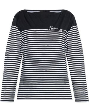 Balmain Striped Pattern Top - Black