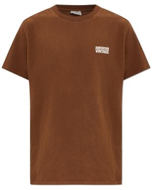 American Vintage T-Shirt With Printed Logo - Brown