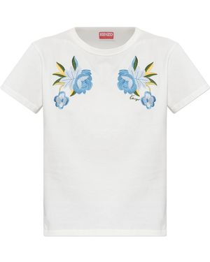 KENZO T-Shirt With Floral Motif - White