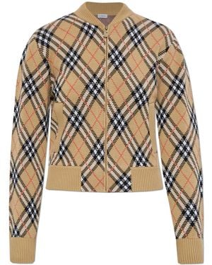 Burberry Chequered Pattern Cardigan - Natural