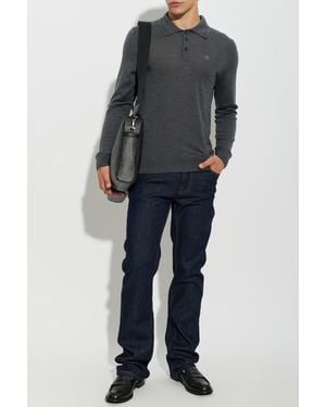 Etro Wool Polo Shirt With Embroidered Logo - Black