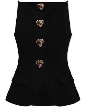 Self-Portrait Wool Top - Black