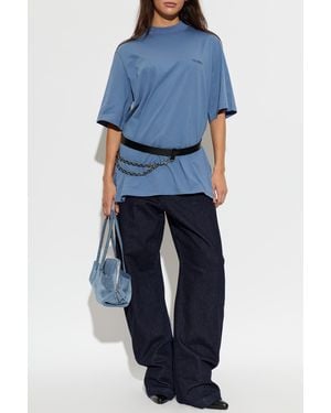 The Attico Jeans With Embroidered Logo - Blue