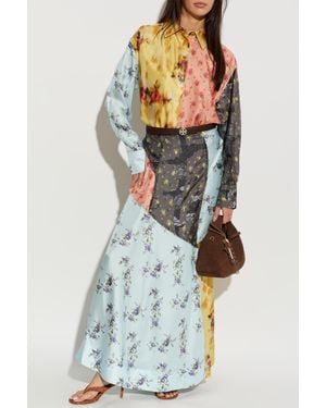 Ganni Silk Skirt With Raw Finish - Multicolor