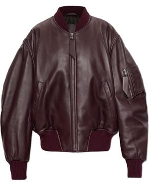 The Attico Leather 'Bomber' Jacket - Brown