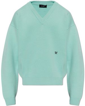 Willy Chavarria Wool Jumper 'Chavarria V-Neck' - Green