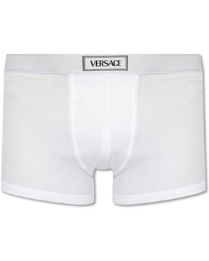 Versace Ribbed Boxers With Logo - Blue