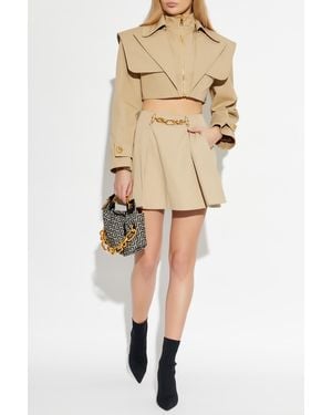 Balmain Short Jacket With Stand-Up Collar - Natural
