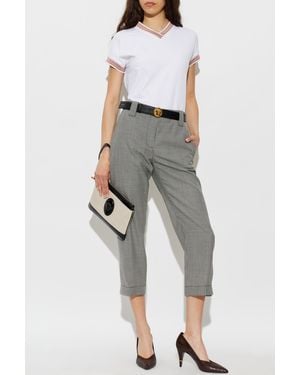 Versace Wool Plaid Pants - Gray