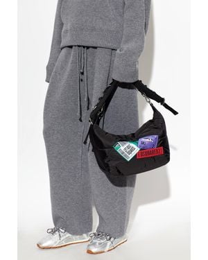 DSquared² Quilted Shoulder Bag With Patches - Gray