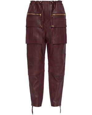 Balmain Leather Trousers - Purple