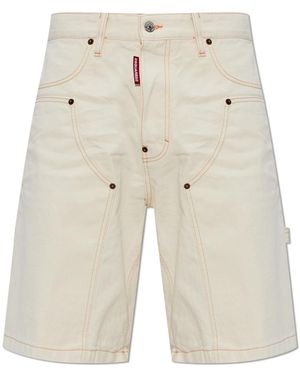 DSquared² 'Cargo'-Style Denim Shorts - White