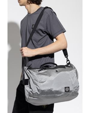 Stone Island Hand Luggage Bag With Logo Patch - Gray
