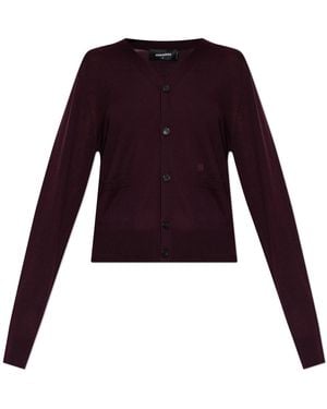 DSquared² Wool Cardigan With Pockets - Purple