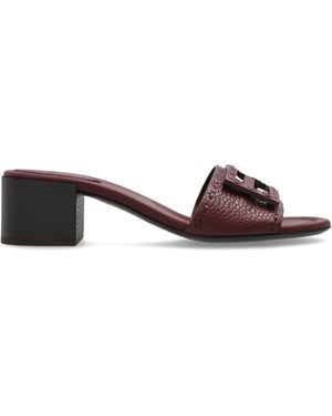 Fendi Leather Heeled Mules - White