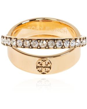 Tory Burch Ring With Shimmering Crystals - Metallic