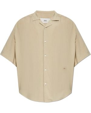 Ami Paris Shirt With Logo - Natural