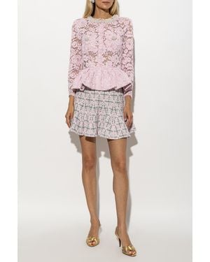 Self-Portrait Lace Peplum Top - Pink