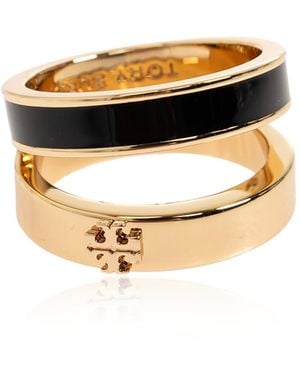 Tory Burch Ring With Logo - Metallic