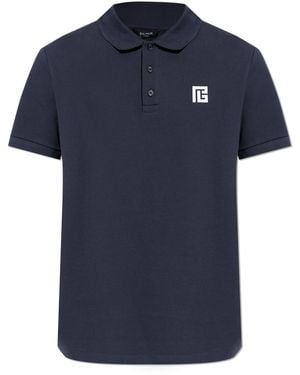 Balmain Polo With Logo - Blue