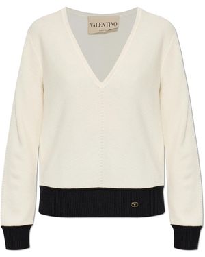 Valentino Garavani V-Neck Jumper - White