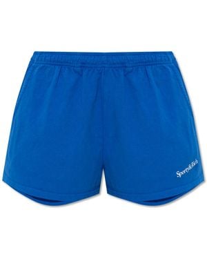 Sporty & Rich "Serif Logo Disco" Shorts - Blue