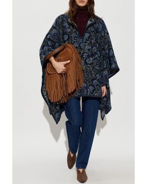 Etro Poncho With Floral Motif - Blue