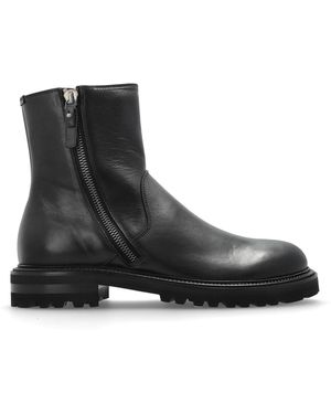 Giorgio Armani Leather Ankle Boots - Black